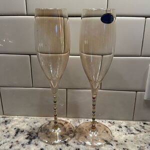 Franco Vetrerie Cristellerie Italian Bejeweled Champagne Glasses (2)